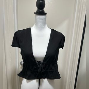 Revolve Black Tie Waist Shirt